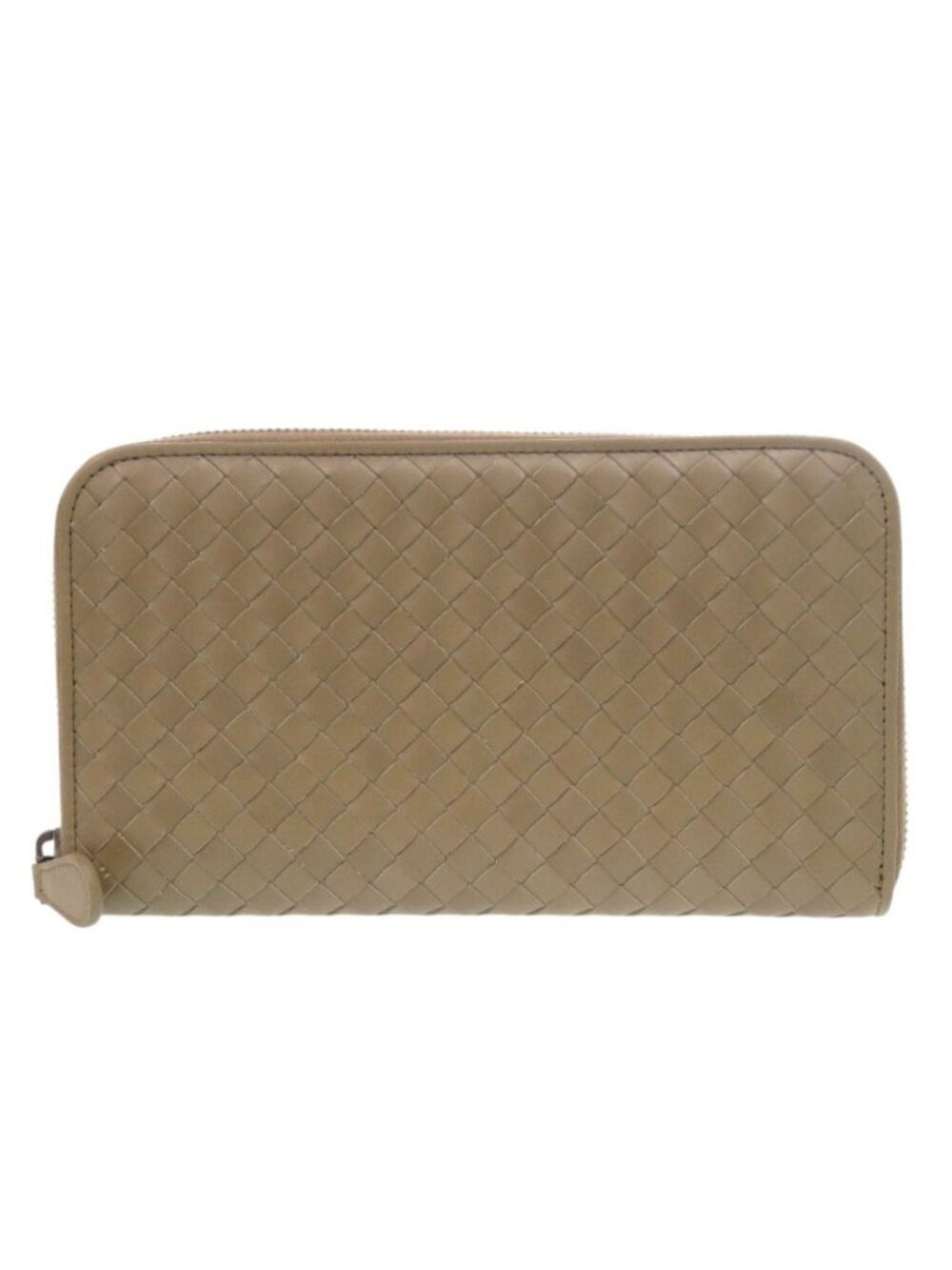 Bottega Veneta Intrecciato Zip Around Leather Brown Wallet
